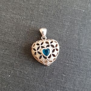 AVON Aqua Garnet Sterling Silver Heart pendant